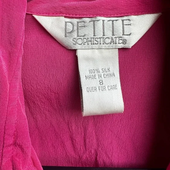 Vintage 100% silk Fuchsia Button-Down Shirt - Picture 2 of 3